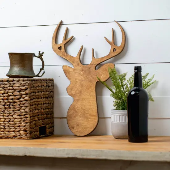 20 in. Unfinished Wooden Deer Head Shape {5}