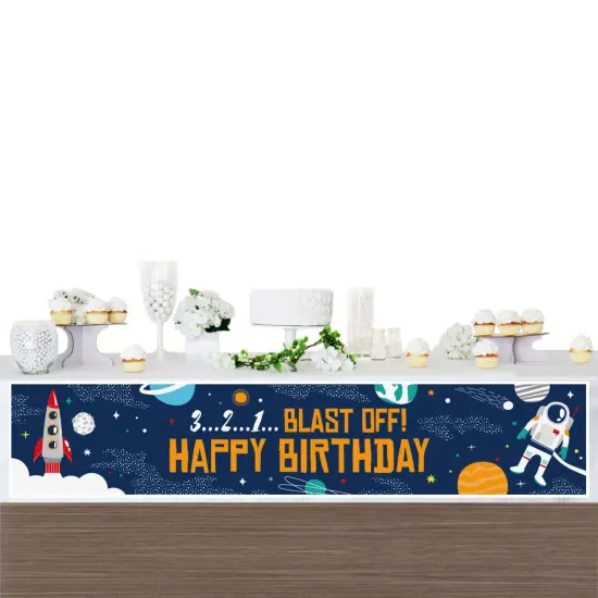 Big Dot of Happiness Blast Off to Outer Space - Rocket Ship Happy Birthday Decorations Party Banner {4}