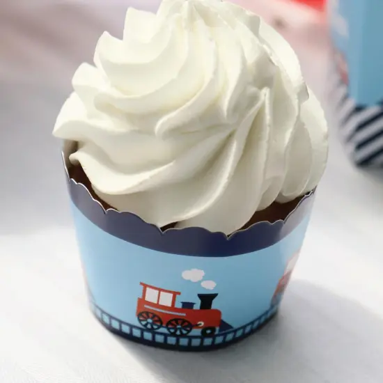 Big Dot of Happiness Railroad Party Crossing - Steam Train Birthday Party or Baby Shower Cupcake Wrappers - Set of 12 {6}