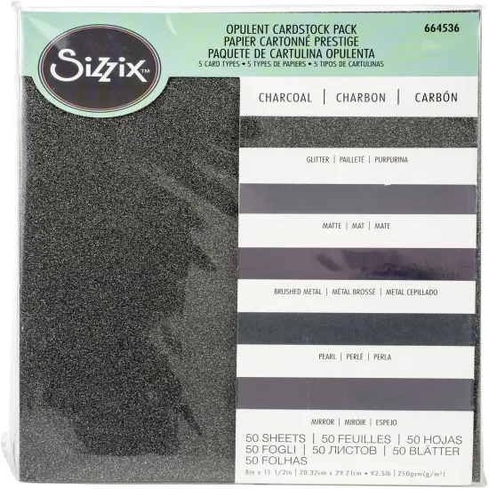 Sizzix Surfacez Opulent Cardstock Pack 8"X11.5" 50/Pkg-Charcoal {1}