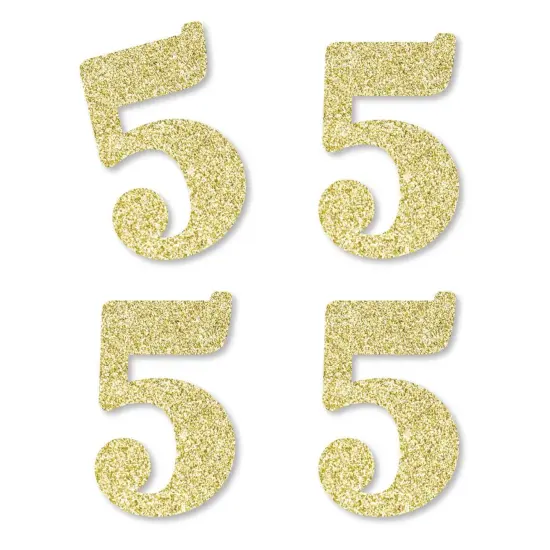 Big Dot of Happiness Gold Glitter 5 - No-Mess Real Gold Glitter Cut-Out Numbers - 5th Birthday Party Confetti - Set of 24 {1}