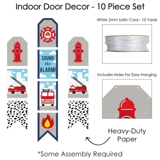Big Dot of Happiness Fired Up Fire Truck - Hanging Vertical Paper Door Banners - Baby Shower or Birthday Party Wall Decoration Kit - Indoor Door Decor {6}