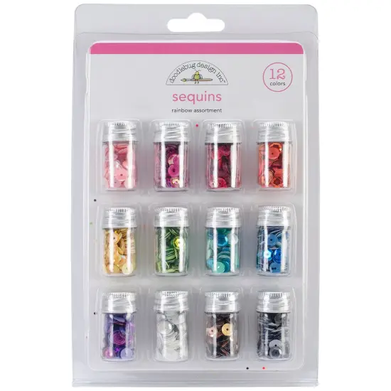 Doodlebug Kraft In Color Assorted Sequins-Rainbow - 12 Colors {1}
