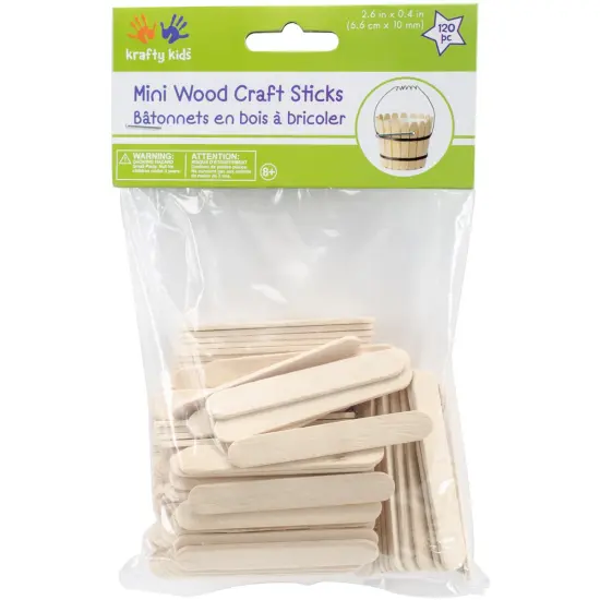 Krafty Kids Mini Craft Sticks-Natural 2.5" 120/Pkg {1}