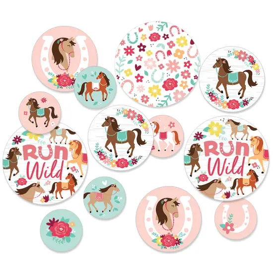 Big Dot of Happiness Run Wild Horses - Pony Birthday Party Giant Circle Confetti - Party Decorations - Large Confetti 27 Count {1}