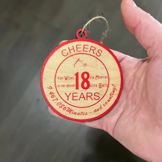 Ornament CUSTOM - Cheers to 18 Years RED {7}