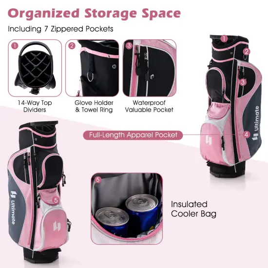 Women's Complete Golf Club Set Right Hand With Rain Hood Pink {5}