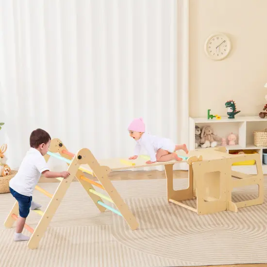 7-in-1 Toddler Climbing Toy Connected Table And Chair Set Multi Color {5}