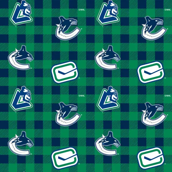 Sykel Enterprises NHL Team Cotton Flannel Fabric-Vancouver Canucks Buffalo Plaid Flannel Fabric {1}