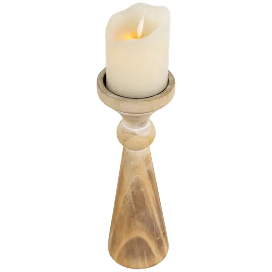 Northlight Two Tone Wooden Pedestal Pillar Candle Holder - 12" Brown {4}