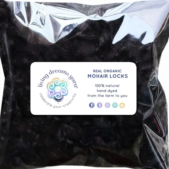 BLACK MOHAIR LOCKS. Organic Hand-Dyed Curly Wool for Rooting Doll Hair, Felting, Blending, Spinning. 1oz {5}