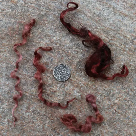 REAL MOHAIR LOCKS. Organic Hand-Dyed Curly Wool for Rooting Doll Hair, Felting, Blending, Spinning. 1oz {3}