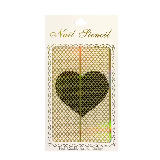 Wrapables Gold Nail Art Guide Large Nail Stencil Sheet - Clover {1}