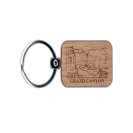 National Park Grand Canyon Engraved Wood Rectangle Keychain Tag Charm {1}