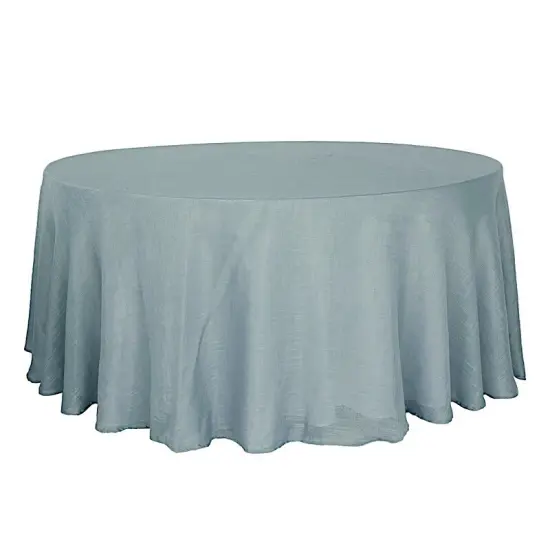 120" Round Faux Burlap Tablecloth Dusty blue {1}