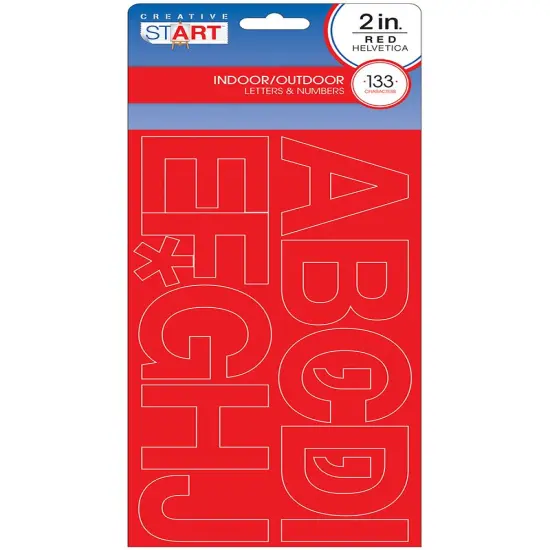 Creative Start Vinyl Self-Adhesive Letters and Numbers, 2", Helvetica Font, Red, 133 count {1}
