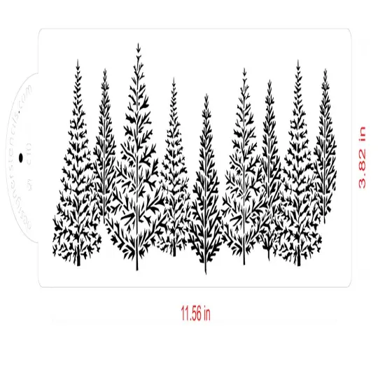 Pine Tree Cake Stencil Side | C1085 by Designer Stencils | Cake Decorating Tools | Baking Stencils for Royal Icing, Airbrush, Dusting Powder | Reusable Plastic Food Grade Stencil | Easy to Use {2}
