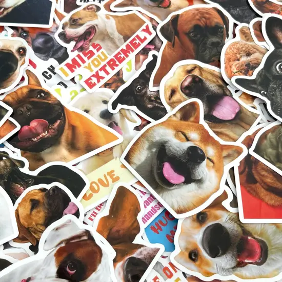 Wrapables Waterproof Vinyl Stickers for Water Bottles, Laptop, Phones, Skateboards, Decals for Teens, 100pcs Silly Puppies {4}
