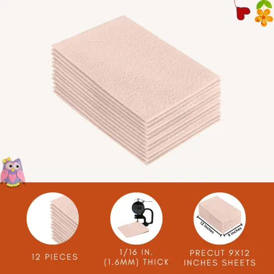 FabricLA Acrylic Felt Sheets for Crafts - Precut 9" X 12" Inches (20 cm X 30 cm) Felt Squares - Use Felt Fabric Craft Sheets for DIY, Costume, and Decoration | Sand - 12 Pieces {2}