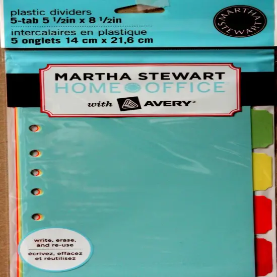 Martha Stewart Home Office 5-tab 5 1/2 x 8 1/2 Plastic Dividers {1}