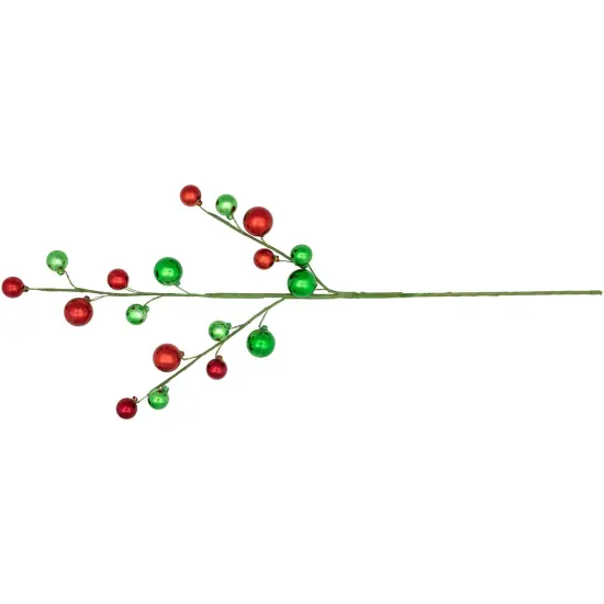 Northlight 30" Green and Red Ball Ornament Christmas Spray {1}
