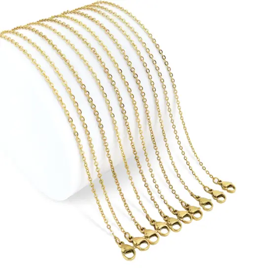 10 Pack - Gold 20" Stainless Steel Loop Chain Necklace {1}