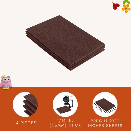FabricLA Acrylic Felt Sheets for Crafts - Precut 9" X 12" Inches (20 cm X 30 cm) Felt Squares - Use Felt Fabric Craft Sheets for DIY, Costume, and Decoration | Light Brown - 4 Pieces {3}