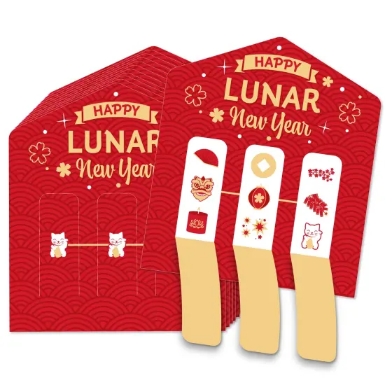 Big Dot of Happiness Lunar New Year - Game Pickle Cards - Pull Tabs 3-in-a-Row - Set of 12 {1}