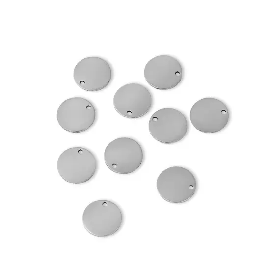 10 Pack - Thin Blank Stainless Steel Round Pendants {1}