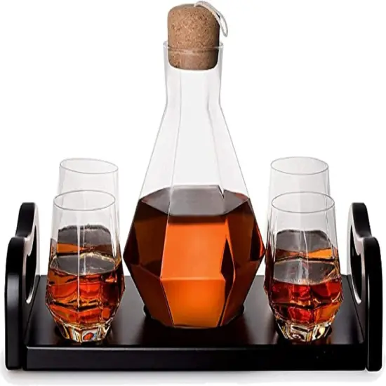 6-Piece Italian Crafted Glass Decanter and Whisky Glasses Set {1}