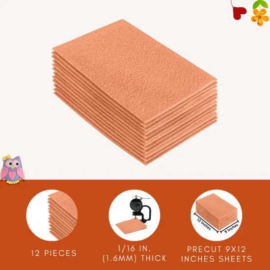 FabricLA Acrylic Felt Sheets for Crafts - Precut 9" X 12" Inches (20 cm X 30 cm) Felt Squares - Use Felt Fabric Craft Sheets for DIY, Costume, and Decoration | Lt Flesh - 12 Pieces {4}