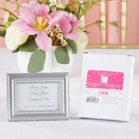 Beaded Silver Wall & Tabletop Picture Frames/Place Card Holder (Set of 6) {4}