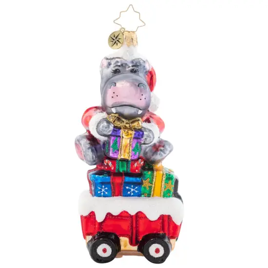 Christopher Radko Christopher Radko Holiday Hippo On The Go Glass Christmas Ornament 1021550 Red {1}