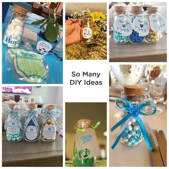 3.8 oz. Printed Vintage Milk Bottle Favor Jar - It's a Boy Blue (Set of 12) {2}