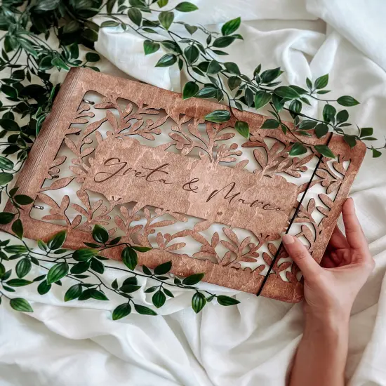 Wooden Memory Photo Album, Christmas Gift, Custom Photo Book, Scrapbook Album, Wedding Photo Book {1}