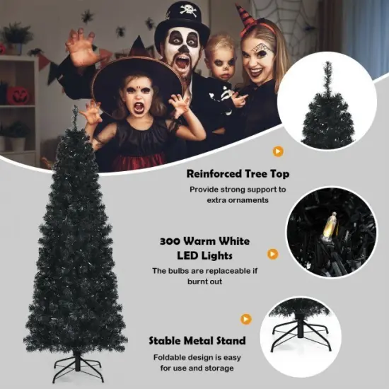 Pre-lit Christmas Halloween Tree with PVC Branch Tips and Warm White Lights {6}