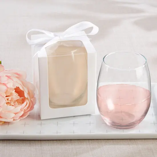White 9 oz. Glassware Gift Box with Ribbon (Set of 20) {1}