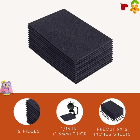 FabricLA Acrylic Felt Sheets for Crafts - Precut 9" X 12" Inches (20 cm X 30 cm) Felt Squares - Use Felt Fabric Craft Sheets for DIY, Hobby, Costume, and Decoration | Dark Grey - 12 Pieces {5}