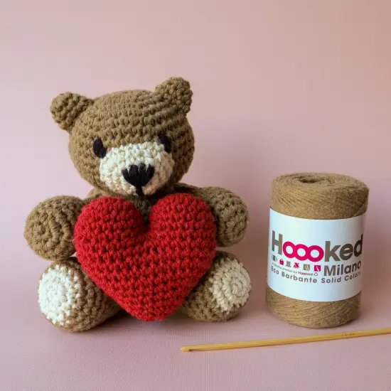 Hoooked Amigurumi DIY Kit W/Eco Barbante Yarn-Teddy Bear Valentine {1}