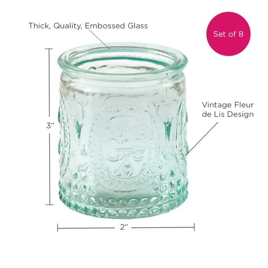 Vintage Blue Glass Tea Light Holder (Set of 8) {5}