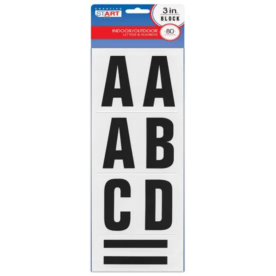 Creative Start Vinyl Self-Adhesive Letters and Numbers, 3", Block Font, Black, 80 count {1}