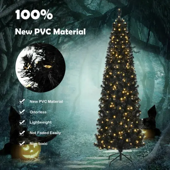 Pre-lit Christmas Halloween Tree with PVC Branch Tips and Warm White Lights {8}