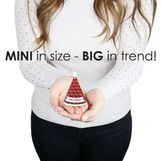 Big Dot of Happiness Jolly Santa Claus - Mini Cone Merry Christmas Party Hats - Small Little Party Hats - Set of 8 {4}