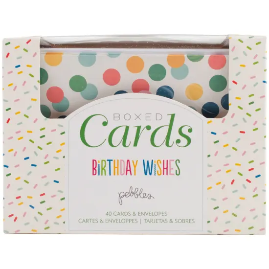 Pebbles A2 Cards W/Envelopes (4.375"X5.75") 40/Box-Birthday Wishes {1}