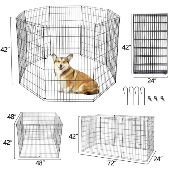 42 Inch 8 Panels Dog Playpen Fence Pet Play Pen Exercise Cage Kennel Indoor {2}