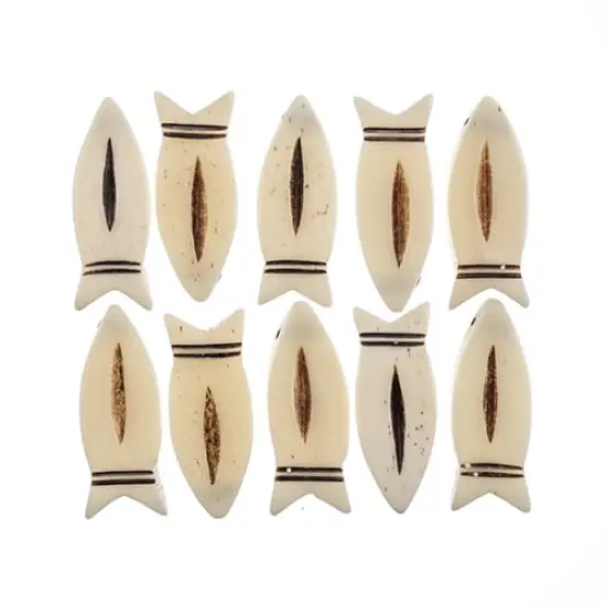 John Bead Antique Natural Bone Fish Pendants, 10pcs {1}