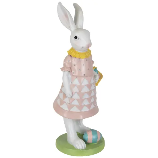 Northlight Girl Bunny with Easter Basket Outdoor Garden Statue - 12" Pink {5}