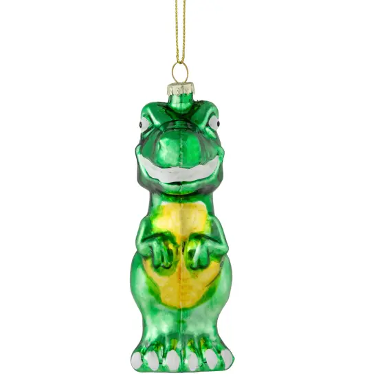 Northlight 4.75" Green Dinosaur Glass Christmas Ornament {1}