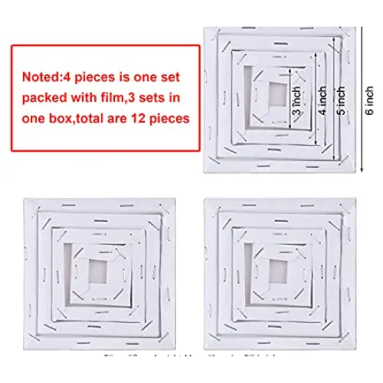 12 Pieces Assorted Size Mini Art Canvas Stretched for Craft Painting Drawing (3 Inches, 4 Inch, 5 Inch, 6 Inch) {5}