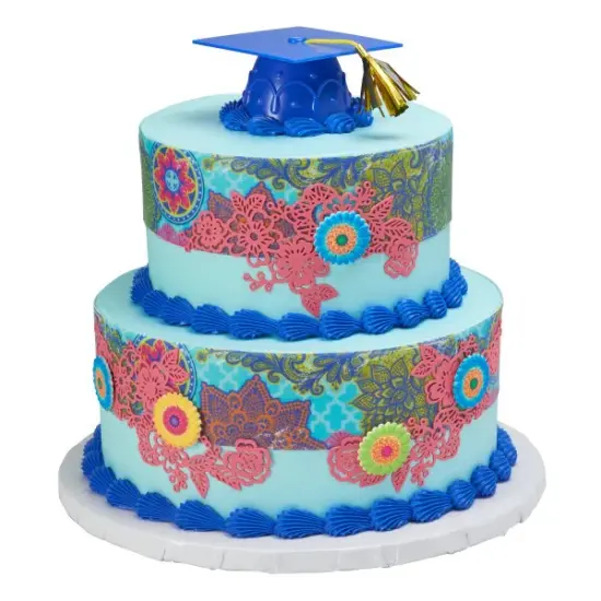 Graduation Blue Grad Cap with Tassels Layon Cake {4}